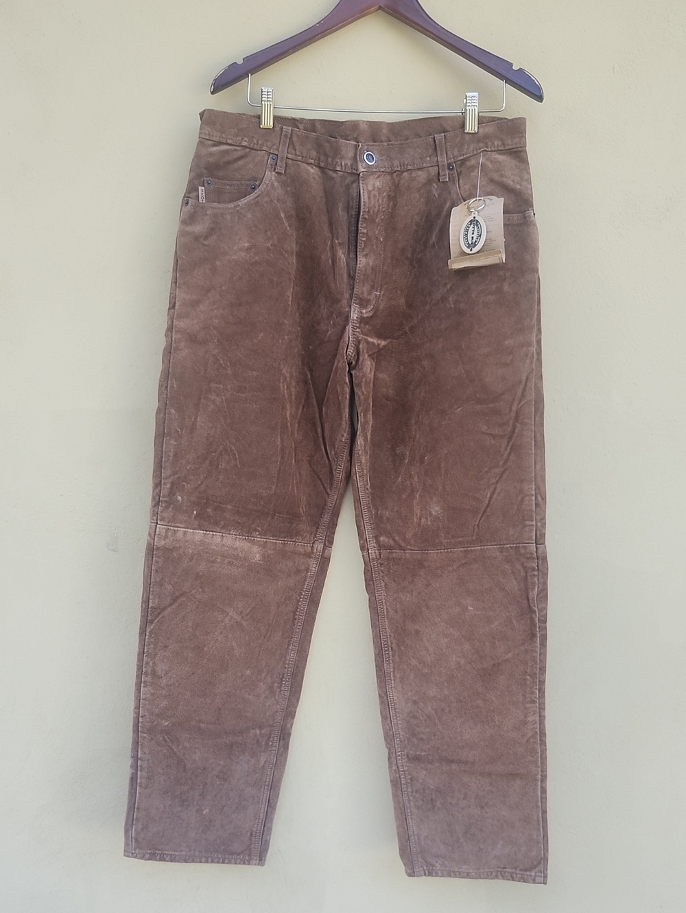 Vtg Tobbaco Men's Suede Brown 100% Leather, Cuir And Cotton Pants Herdsmen
